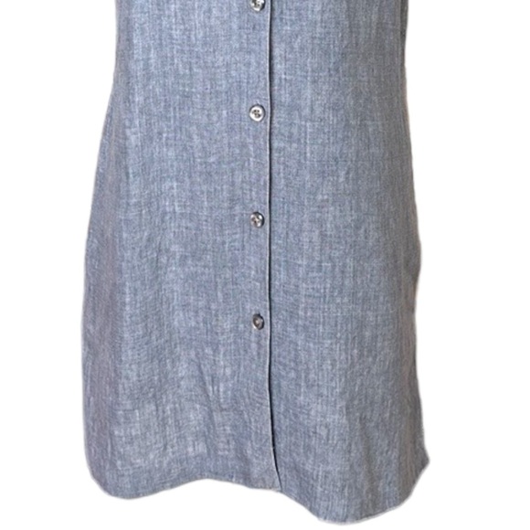 ELLEN TRACY Blue Linen Shirtdress Casual Lounge Sleeveless Button Front, Size 8 - Picture 3 of 13